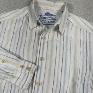 Tommy Bahama Relax Shirt Men Small Button Up Long Sleeve 100% Linen Beach Cruise